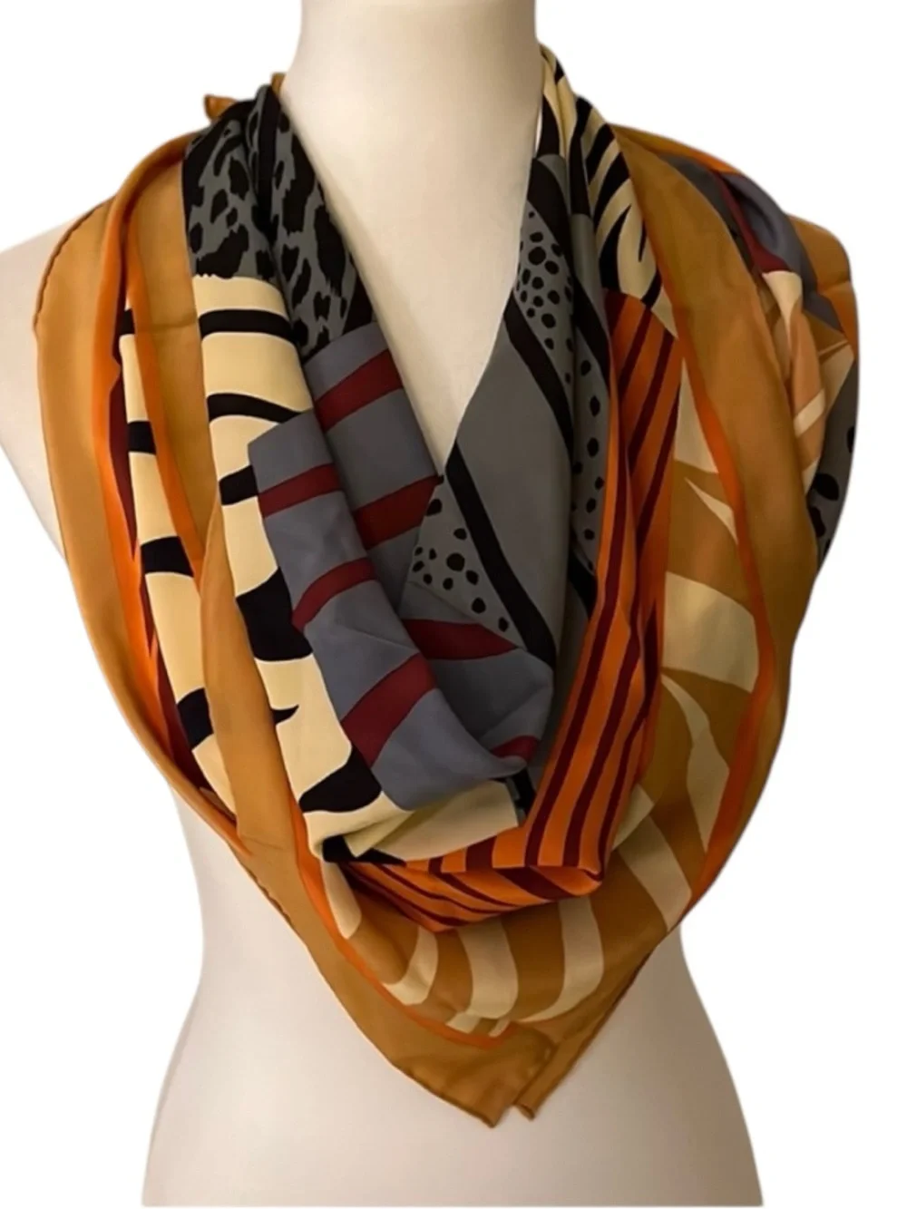 Large Square Scarf Animal Print Zebra Leopard Geometric Patchwork 30”